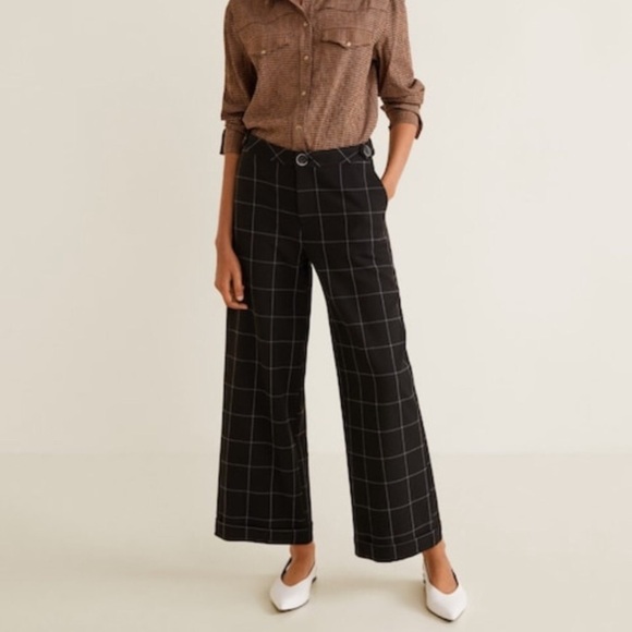 MANGO Check flare Trousers size 2 - Picture 1 of 16
